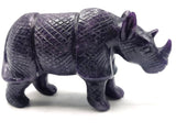 Beautifully hand carved rhinoceros carving on natural lepidolite stone - reiki/energy/chakra - 6 inches long and 720 gms (1.58 lb)