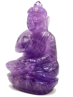 Amethyst Buddha - handmade carving of serene and meditating Lord Buddha - crystal/reiki/healing - 4 inches and 236 gms