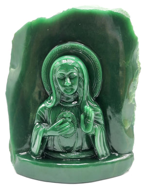 Mother Mary beautiful carving in natural Columbian Jade stone | hand carved in gemstones | crystal/reiki - 7.5 inches and 3.04 kgs (6.69 lb)