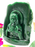 Mother Mary beautiful carving in natural Columbian Jade stone | hand carved in gemstones | crystal/reiki - 7.5 inches and 3.04 kgs (6.69 lb)