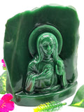 Mother Mary beautiful carving in natural Columbian Jade stone | hand carved in gemstones | crystal/reiki - 7.5 inches and 3.04 kgs (6.69 lb)