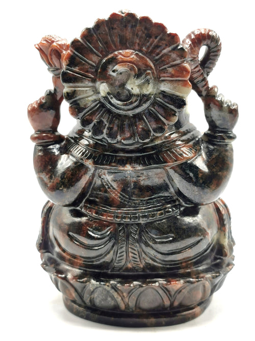 Hessonite Garnet Handmade Carving of Ganesh - Lord Ganesha Idol/Murti in Crystals and Gemstones -Reiki/Chakra/Healing - 6.5 inch and 2.53 kg
