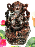 Hessonite Garnet Handmade Carving of Ganesh - Lord Ganesha Idol/Murti in Crystals and Gemstones -Reiki/Chakra/Healing - 6.5 inch and 2.53 kg