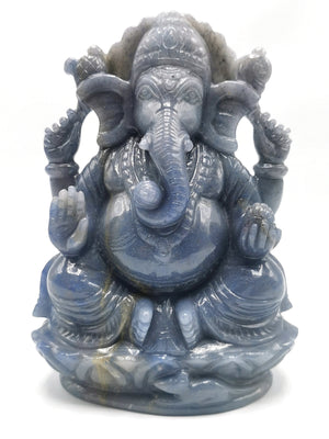 Blue Aventurine Handmade Carving of Ganesh -Lord Ganesha Idol in Crystals and Gemstones - Reiki/Chakra/Healing -5.5 in and 0.69 kg (1.52 lb)