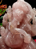 Ganesh Carving Handmade in Rose Quartz -Lord Ganesha Idol |Sculpture in Crystals and Gemstones -Reiki/Chakra/Healing - 7.5 inch and 2.34 kgs