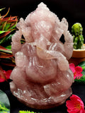 Ganesh Carving Handmade in Rose Quartz -Lord Ganesha Idol |Sculpture in Crystals and Gemstones -Reiki/Chakra/Healing - 7.5 inch and 2.34 kgs
