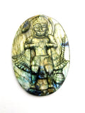 Labradorite Plate Carving of Lord Hanuman with golden flash | Bajrang Bali statue | Reiki/Chakra/Healing in gemstone and crystals - 3.5 in