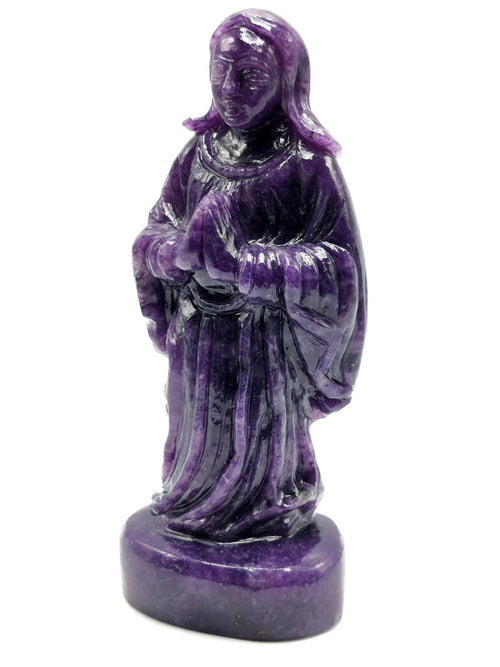 Mother Mary beautiful carving in natural lepidolite stone | hand carved in gemstones | crystal/reiki - 7.5 inches and 1.02 kgs (2.24 lb)