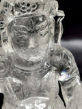 Lord Kuber statue in Clear Quartz Handmade Carving - Kubera Idol |Sculpture in Crystals and Gemstones - 5.5 inches and 810 gms (1.78 lb)