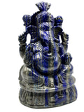 Ganesh with Pagdi in Lapis Lazuli - Lord Ganesha Idol |Sculpture in Crystals/Gemstones - Reiki/Chakra - 6.5 inches and 1.83 kgs