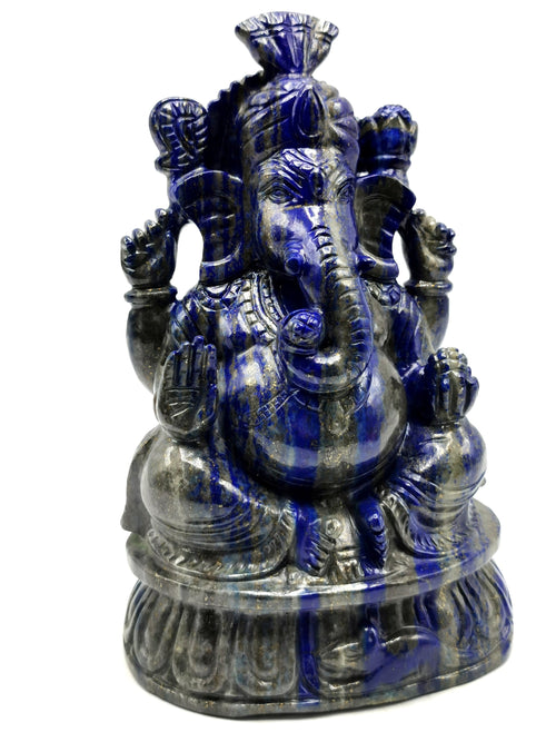 Ganesh with Pagdi in Lapis Lazuli - Lord Ganesha Idol |Sculpture in Crystals/Gemstones - Reiki/Chakra - 6.5 inches and 1.83 kgs