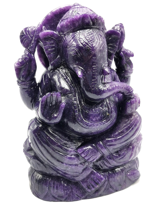 Ganesh Lepidolite Handmade Carving - Lord Ganesha Idol in Crystals and Gemstones - 7 inch and 2.31 kg (5.08 lb)