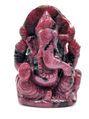 Ganesh handmade carving in Ruby | Figurine in Crystals and Gemstones - 3 inches and 980 carats