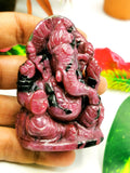 Ganesh handmade carving in Ruby | Figurine in Crystals and Gemstones - 3 inches and 980 carats