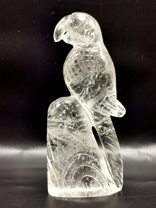 Beautifully hand carved bird carving on natural clear quartz stone - reiki/energy/chakra - 4.5 inches long and 210 gms (0.46 lb)