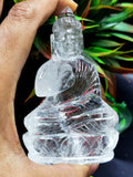Clear Quartz/Clear Crystal Buddha - handmade carving of serene and meditating Lord Buddha - crystal/reiki/healing - 3.5 inches and 172 gms