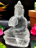Clear Quartz/Clear Crystal Buddha - handmade carving of serene and meditating Lord Buddha - crystal/reiki/healing - 3.5 inches and 172 gms