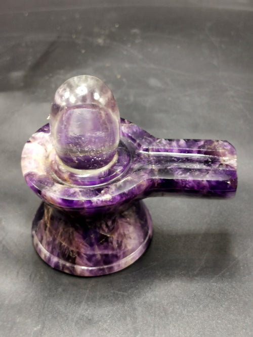 Breathtaking natural Amethyst and Clear Quartz Lingam/Shivling - Energy/Reiki/Crystal Healing - 3 inches length and 205 gms (0.45 lb)