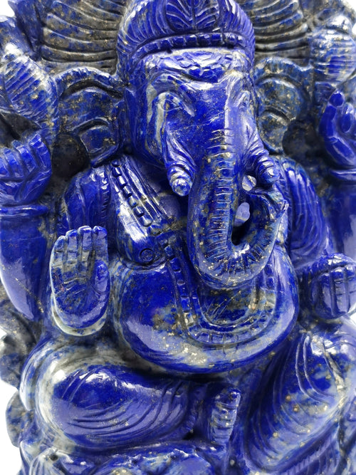 Lapis Lazuli Handmade Carving of Ganesh - Lord Ganesha Idol |Sculpture in Crystals/Gemstones - Reiki/Chakra/Healing - 7 inches and 1.98 kgs