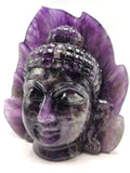 Dark Amethyst Buddha Head - handmade carving of serene and meditating Lord Buddha face - crystal/reiki/healing - 6 inches and 1.73 kgs