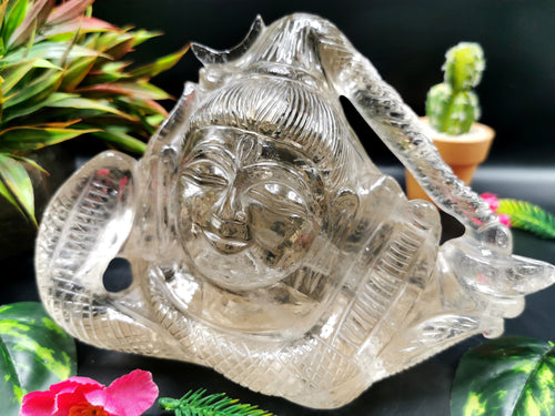 Shiva Head/Bust in Clear Quartz Carving - Lord Shivshankar in crystals and gemstones |Reiki/Chakra/Healing - 8 in and 2.6 kgs (5.72 lb)