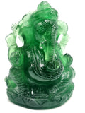 Green Fluorite Handmade Carving of Ganesh - Lord Ganesha Idol/Sculpture in Crystals and Gemstones - Reiki/Chakra - 5.5 inch and 1.43 kg