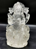 Lakshmi statue in clear quartz (spathik) - Goddess Laxmi carving 5 inches and 690 gms (1.52 lb) - home decor figurine - ONE STATUE ONLY