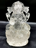 Lakshmi statue in clear quartz (spathik) - Goddess Laxmi carving 5 inches and 690 gms (1.52 lb) - home decor figurine - ONE STATUE ONLY