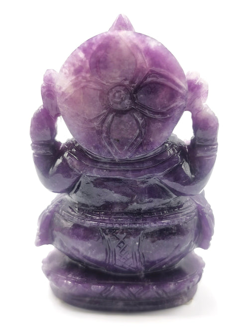 Lepidolite Handmade Carving of Ganesh - Lord Ganesha Idol in Crystals and Gemstones - Reiki/Chakra/Healing - 4 inch and 0.37 kg (0.81 lb)