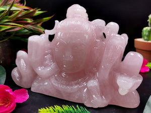 Shiva Head in Rose Quartz Carving - Lord Shivshankar in crystals and gemstones | Reiki/Chakra/Healing/Energy - 7.5 in and 1.99 kg (4.38 lb)