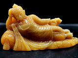 Yellow Calcite Buddha in parinirvana position - handmade carving of serene Lord Buddha - crystal/reiki/healing - 9 inches and 2.2 kgs