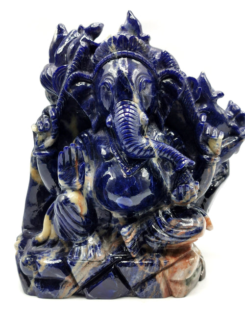 Sodalite Handmade Carving of Ganesh - Lord Ganesha Idol/Murti in Crystals and Gemstones -Reiki/Chakra/Healing - 9 inches and 5.52 kg