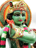 Majestic Green Aventurine Handmade Carving of Krishna - Lord Krishna Idol/Murti in Crystals - Reiki/Chakra - 16 inches and 9.2 kg (20.2 lb)