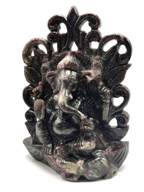 Lepidolite Handmade Carving of Ganesh - Lord Ganesha Idol in Crystals and Gemstones - Reiki/Chakra/Healing - 8 inch and 1.77 kg (3.89 lb)