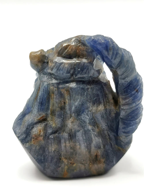 Miniature Shiva Head carving in Blue Sapphire - Lord Shivshankar in crystals and gemstones |Reiki/Chakra/Healing - 1.3 in and 190 carats