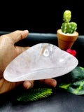 Beautiful Rose Quartz hand carved heart-shaped bowl -  5 inches and 272 gms (0.60 lb) - ONE BOWL ONLY