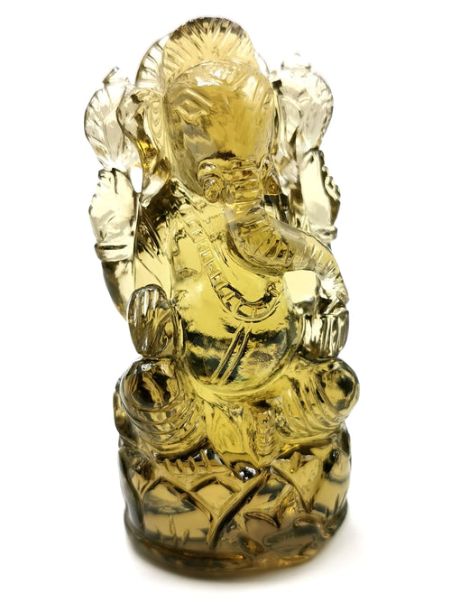 Citrine Handmade Carving of Ganesh - Lord Ganesha Idol | Sculpture in Crystals/Gemstones - Reiki/Chakra/Healing - 2.75 inches and 462 carats