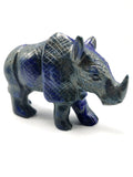 Beautifully hand carved rhinoceros carving on natural lapis lazuli stone - reiki/energy/chakra - 6 inches long and 755 gms (1.66 lb)