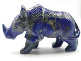 Beautifully hand carved rhinoceros carving on natural lapis lazuli stone - reiki/energy/chakra - 6 inches long and 755 gms (1.66 lb)