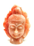 Orange Aventurine Buddha Head on leaf - handmade carving of serene and meditating Lord Buddha - crystal/reiki - 6 inch and 0.93 kg (2.05 lb)