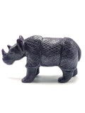 Beautifully hand carved rhinoceros carving on natural lepidolite stone - reiki/energy/chakra - 6 inches long and 720 gms (1.58 lb)