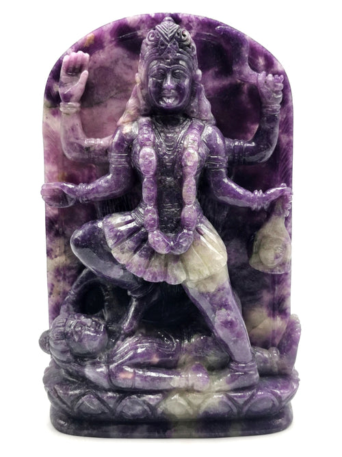 Mata Kaali statue/carving in lepidolite - Goddess Kali idol/murti in gemstones and crystals - 8 inches and 1.69 kgs (3.72 lb)