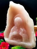 Mother Mary beautiful carving in natural rose quartz stone | hand carved in gemstones | crystal/reiki - 8 inches and 3.25 kgs (7.15 lb)