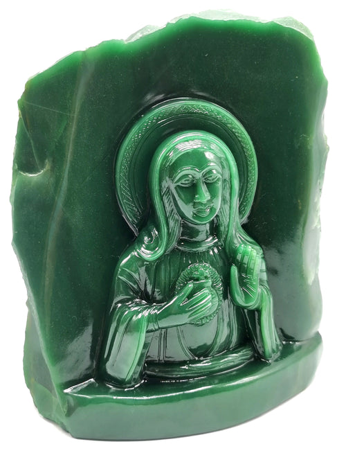 Mother Mary beautiful carving in natural Columbian Jade stone | hand carved in gemstones | crystal/reiki - 7.5 inches and 3.04 kgs (6.69 lb)
