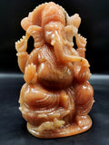 Orange Aventurine Handmade Carving of Ganesh - Lord Ganesha Idol/Murti in Crystals and Gemstones -Reiki/Chakra/Healing -7 inches and 1.45 kg