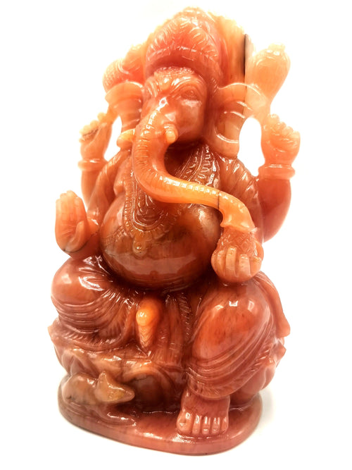 Orange Aventurine Handmade Carving of Ganesh - Lord Ganesha Idol/Murti in Crystals and Gemstones -Reiki/Chakra/Healing -7 inches and 1.45 kg