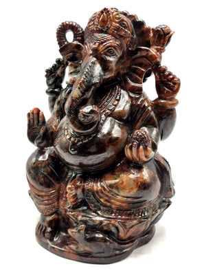 Hessonite Garnet Handmade Carving of Ganesh - Lord Ganesha Idol/Murti in Crystals and Gemstones -Reiki/Chakra/Healing - 6.5 inch and 2.53 kg