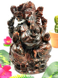Hessonite Garnet Handmade Carving of Ganesh - Lord Ganesha Idol/Murti in Crystals and Gemstones -Reiki/Chakra/Healing - 6.5 inch and 2.53 kg