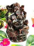 Hessonite Garnet Handmade Carving of Ganesh - Lord Ganesha Idol/Murti in Crystals and Gemstones -Reiki/Chakra/Healing - 6.5 inch and 2.53 kg