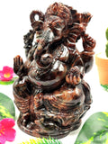 Hessonite Garnet Handmade Carving of Ganesh - Lord Ganesha Idol/Murti in Crystals and Gemstones -Reiki/Chakra/Healing - 6.5 inch and 2.53 kg